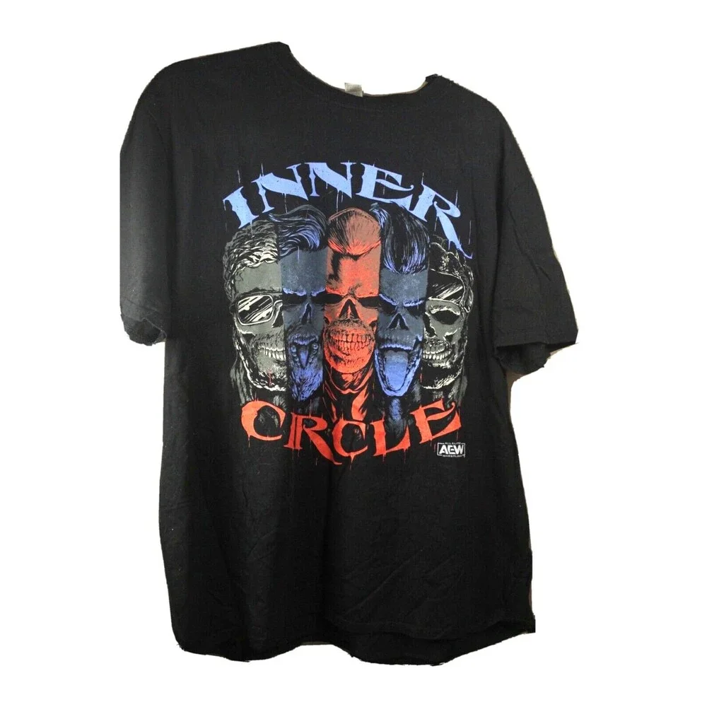 AEW Inner Circle Skulls Shirt All Elite Wrestling Black T-Shirt Size Large L - Picture 1 of 3